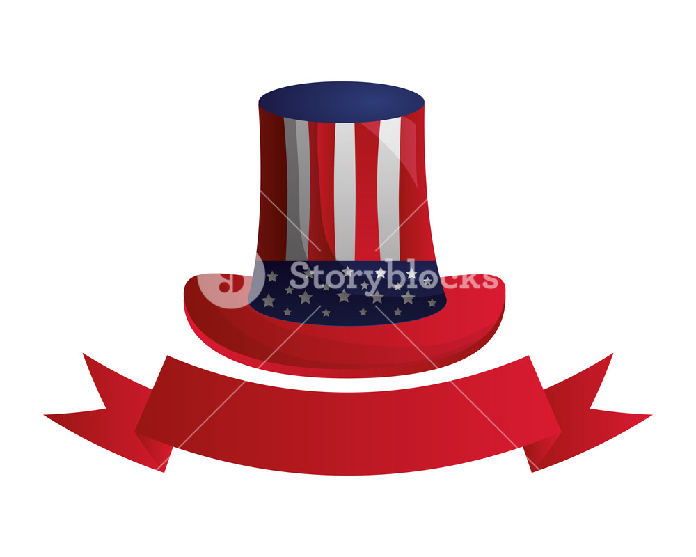 1000x800 Hat American Flag Ribbon Happy Presidents Day Vector Illustration