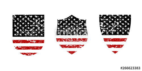Vintage Grunge Shield With Usa American Flag Set, Black And Red 500x250 Vintage Grunge Shield With Usa American Flag Set, Black And Red