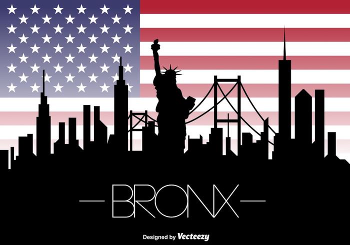 700x490 Vector The Bronx New York Skyline And American Flag