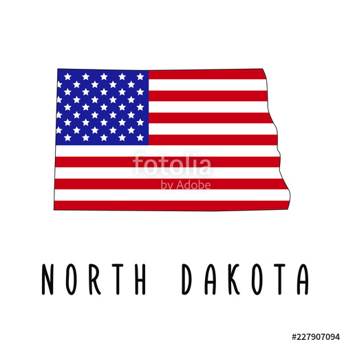500x500 Vector Map Of North Dakota Painted In The Colors American Flag