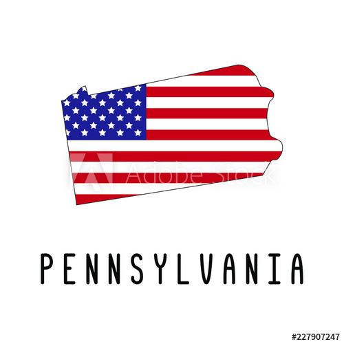 500x500 Vector Map Of Pennsylvania Painted In The Colors American Flag