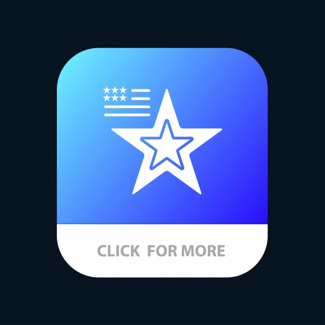 640x640 Star, American, Flag, Usa Mobile App Button Android And Ios Gly