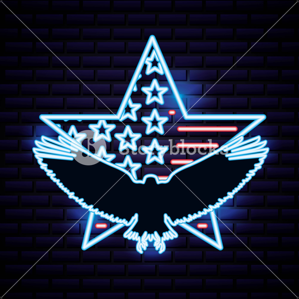1000x1000 American Independence Day Black Eagle Neon Big Stars Usa Flag