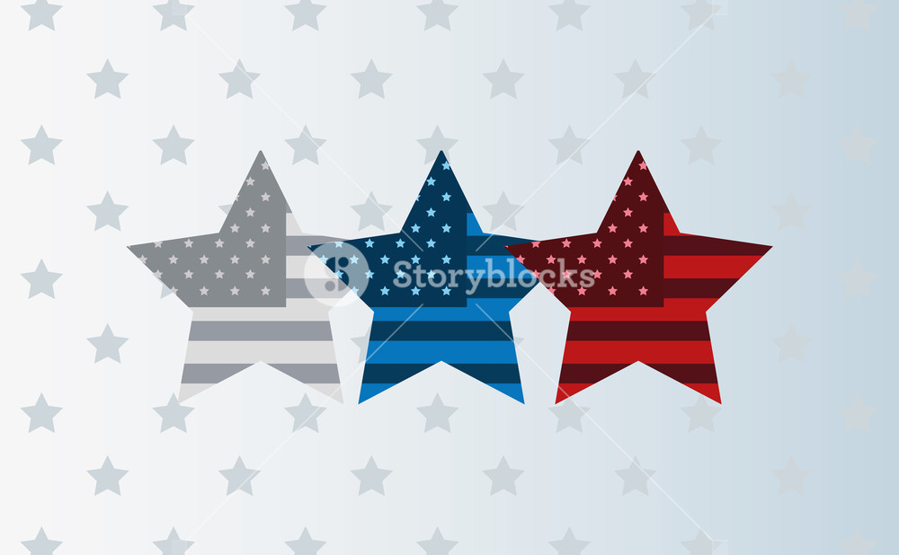 1000x618 Three Stars With American Flag Background Vector Illustration