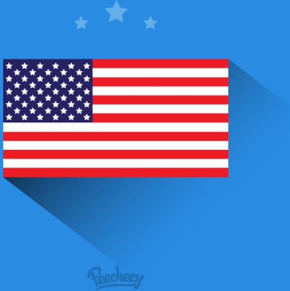 599x600 American Flag Flat Design On The Long Shadow Free Vector In Adobe