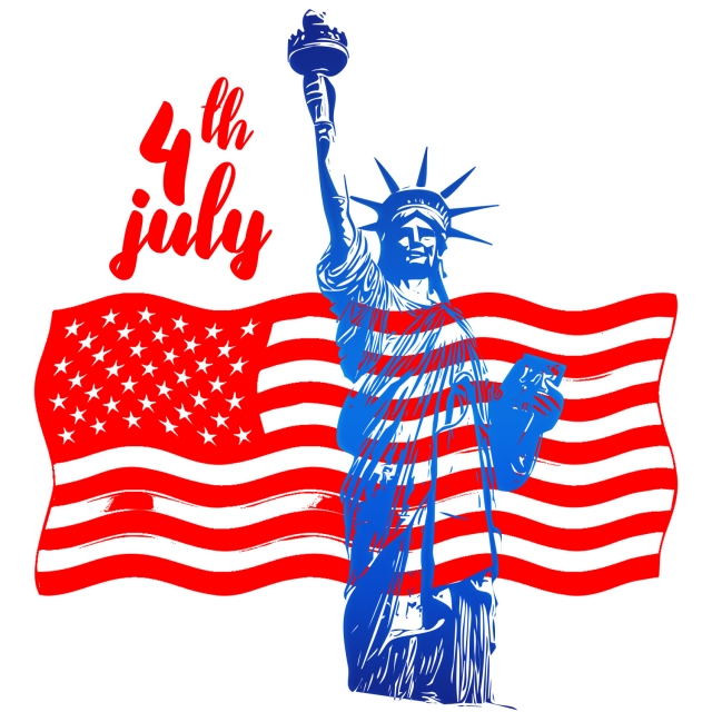 July American Flag Vector With Statue Of Liberty, Usa July 640x640 July American Flag Vector With Statue Of Liberty, Usa July