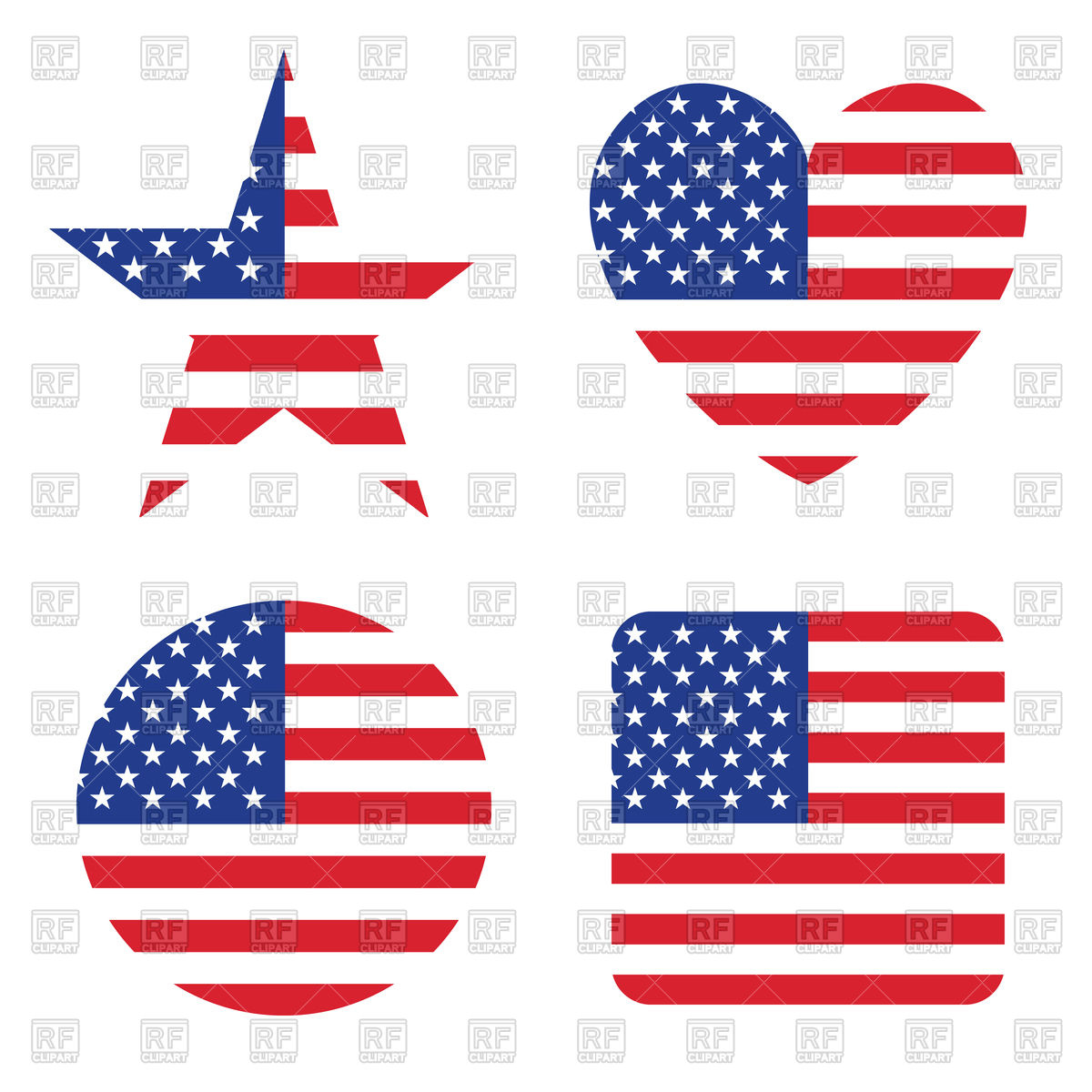 Set Of Circle, Star, Heart, Square Elements With Usa Flag Vector 1200x1200 Set Of Circle, Star, Heart, Square Elements With Usa Flag Vector