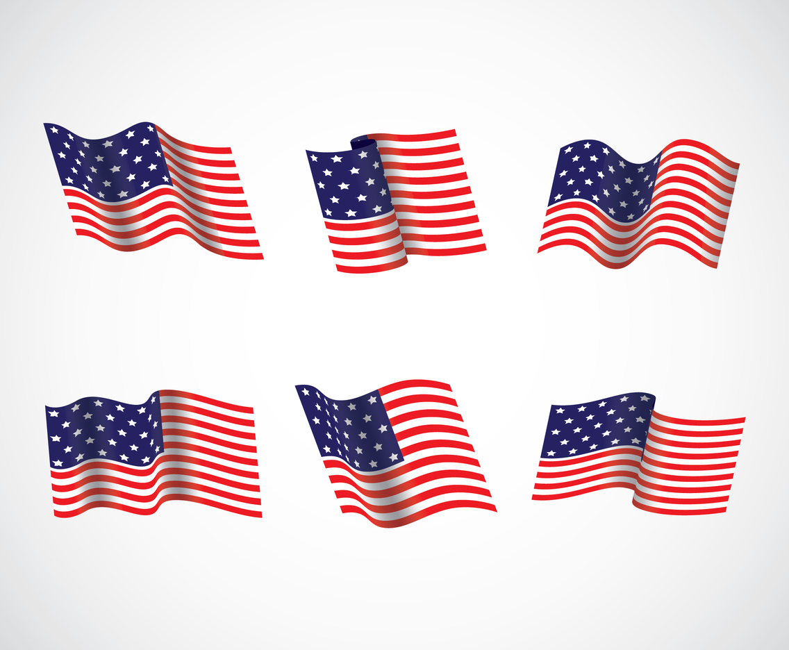 1136x936 Set Of Wavy Usa Flag Vector Art Graphics