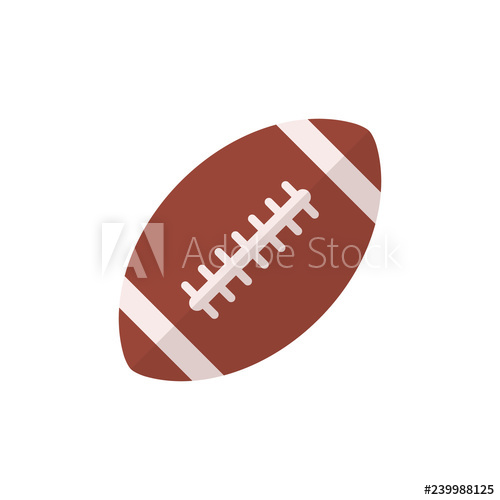 500x500 American Football Ball Icon, Modern Minimal Flat Design Style