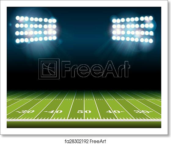 560x470 Free Art Print Of American Football Field With Stadium Lights