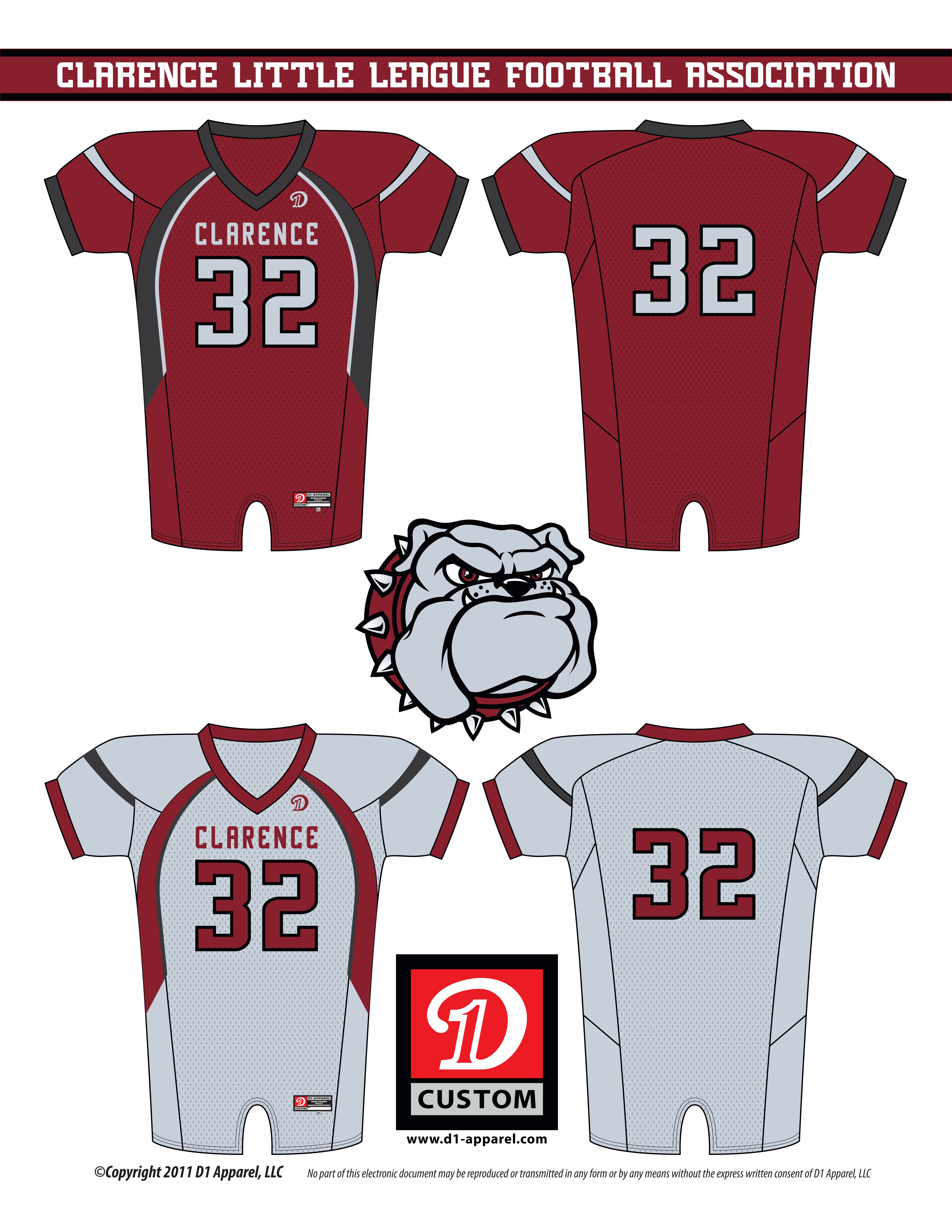 5100x6600 Clarence Little League Football Association Jersey Designs