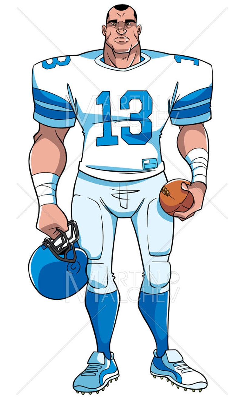 794x1311 American Football Player Vector Cartoon Illustration Man Etsy