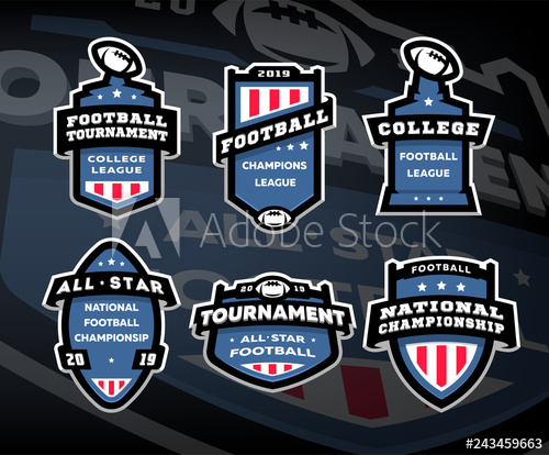 500x414 Set Of American Football Logos, Emblems, Labels On A Dark