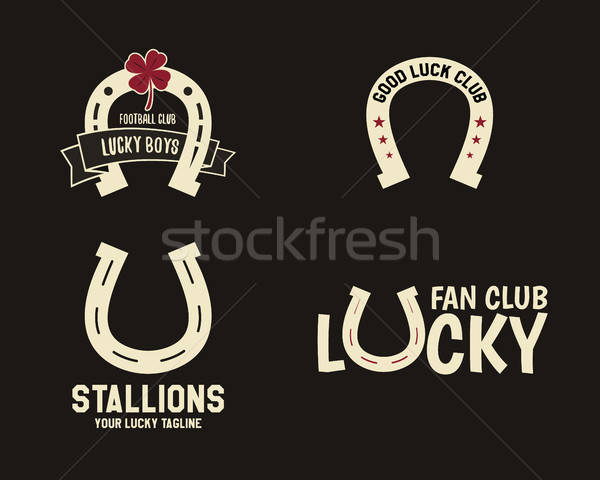 600x480 Vector American Football Lucky Horseshoe Labels Set Unusual