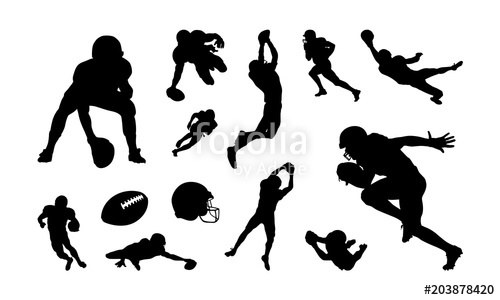 500x300 Set Of American Football Player Silhouette Vector Stock Image