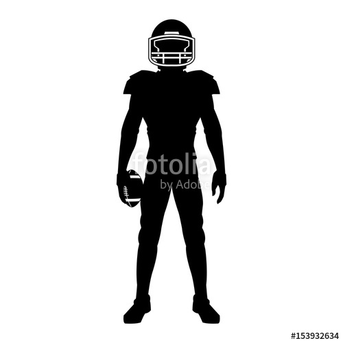 500x500 American Football Player Uniform Helmet Ball Silhouette Vector