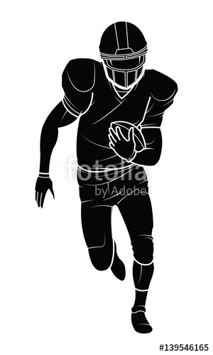 300x500 Vector American Football Players Silhouette Stock Image