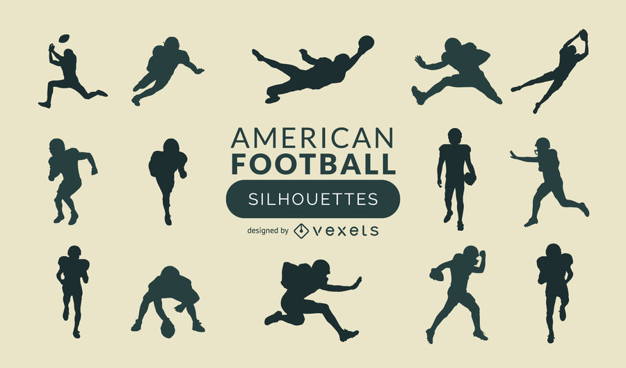 American Football Silhouette Set 900x529 American Football Silhouette Set