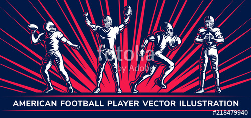 500x236 American Football Vector Player Illustration Collections On A Dark
