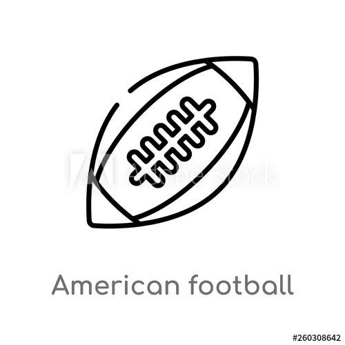 500x500 Outline American Football Vector Icon Isolated Black Simple Line