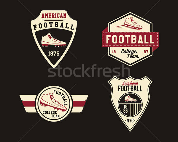 600x480 American Football Badge With Cleats, Sport Logo, Label, Insignia