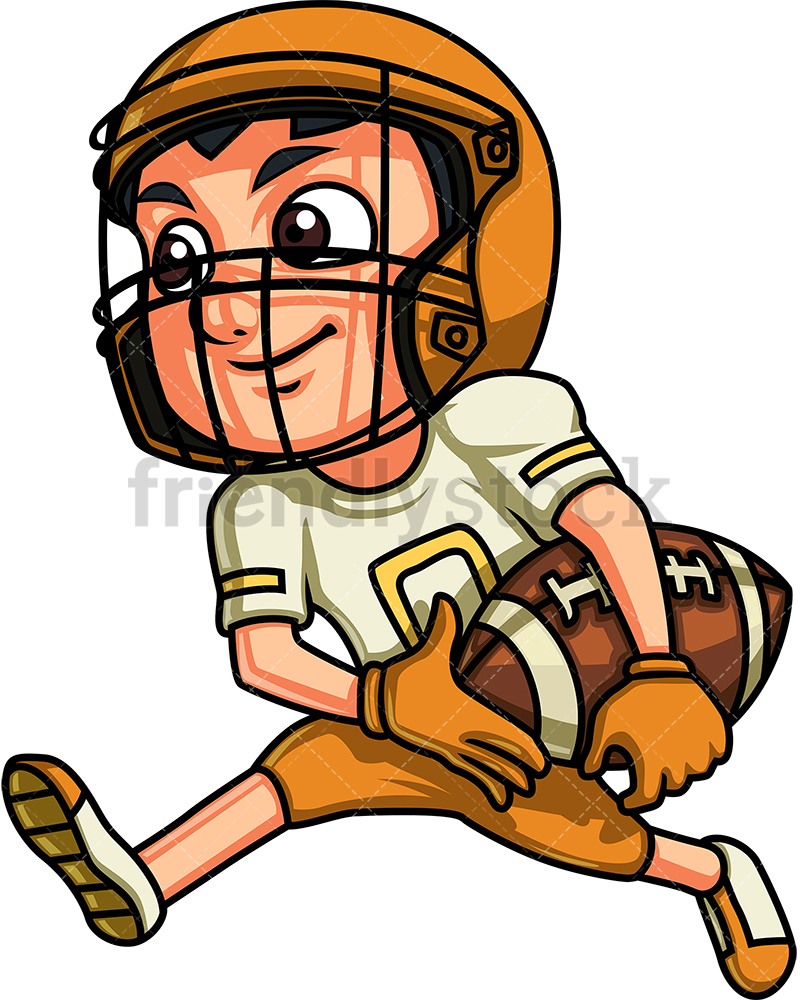 800x1000 Boy Playing American Football Cartoon Clipart Vector