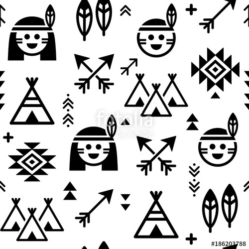500x500 Indian Vector Seamless Pattern For Boys And Girls, Native American