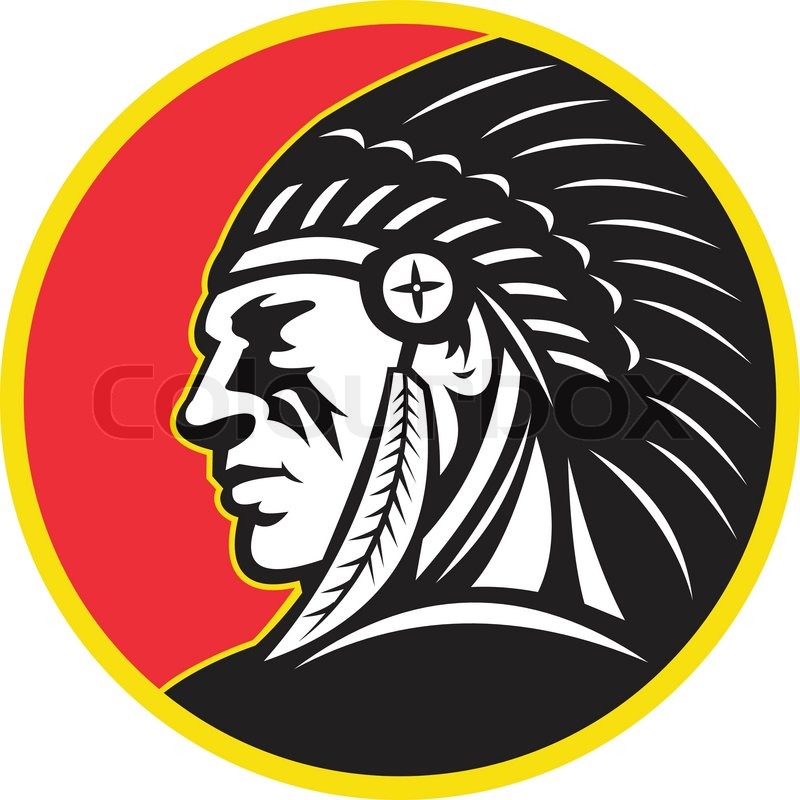 800x800 Native American Indian Chief Side Stock Vector Colourbox