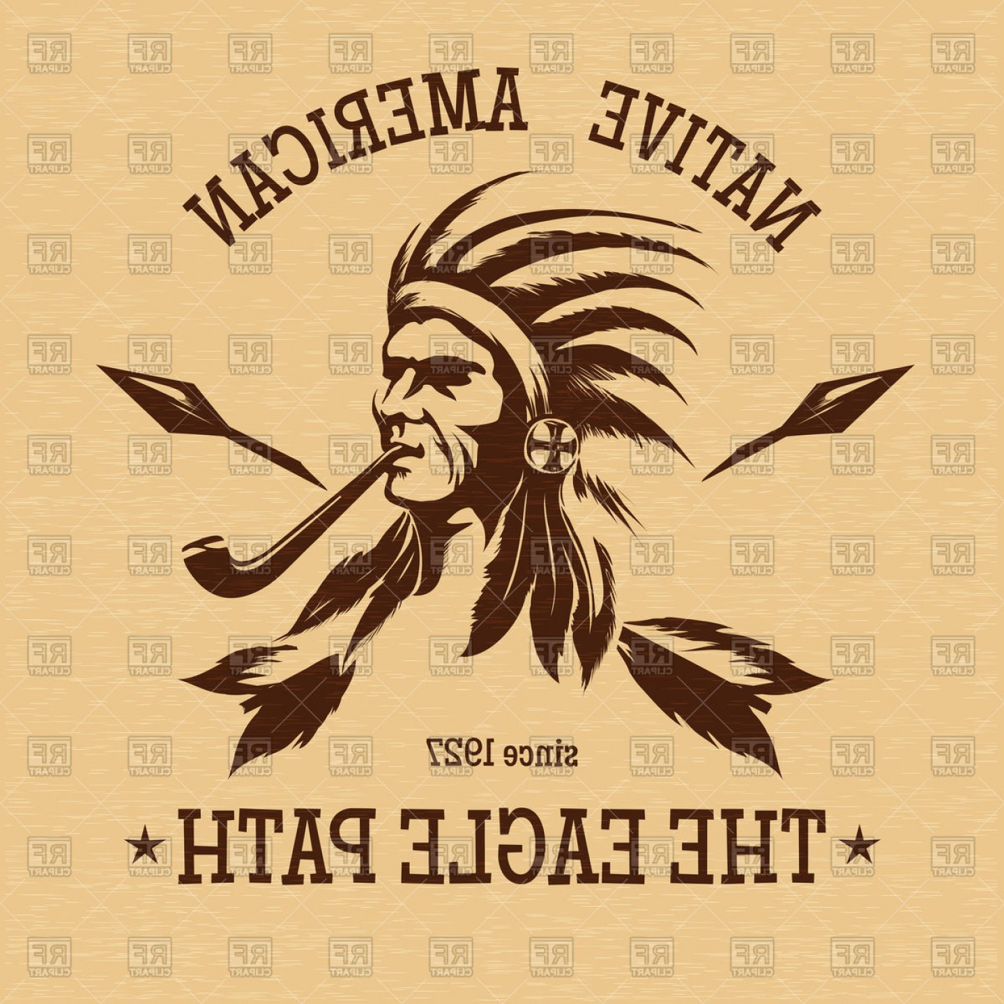 1440x1440 Native American Indian Vintage Print For T Shirt Vector Clipart