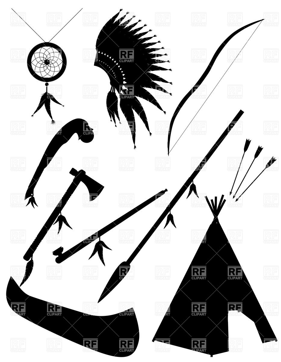 933x1200 Silhouettes Of Objects Of American Indians Vector Image Of Icons