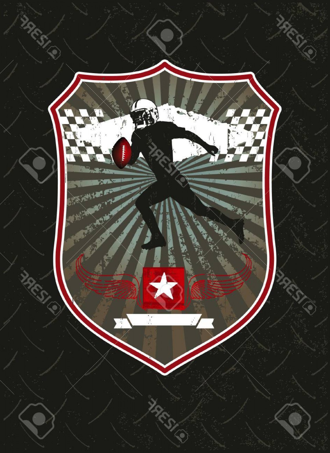 Photostock Vector American Football Shield With Best Player Catamart 1137x1560 Photostock Vector American Football Shield With Best Player Catamart