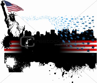 340x292 Image Banner With American Images Vector Illustration