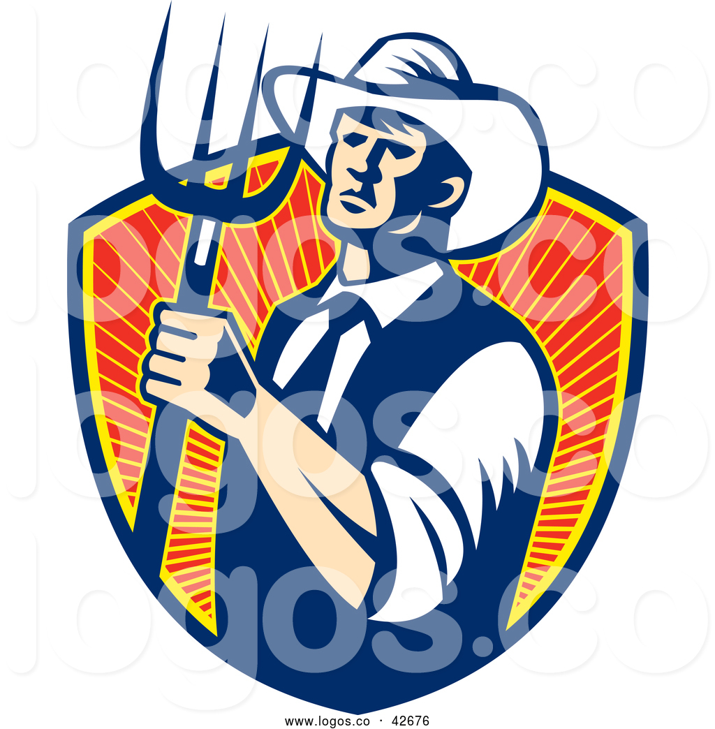 1024x1044 Vector Logo Of An American Farmer Cowboy Confidently Gripping