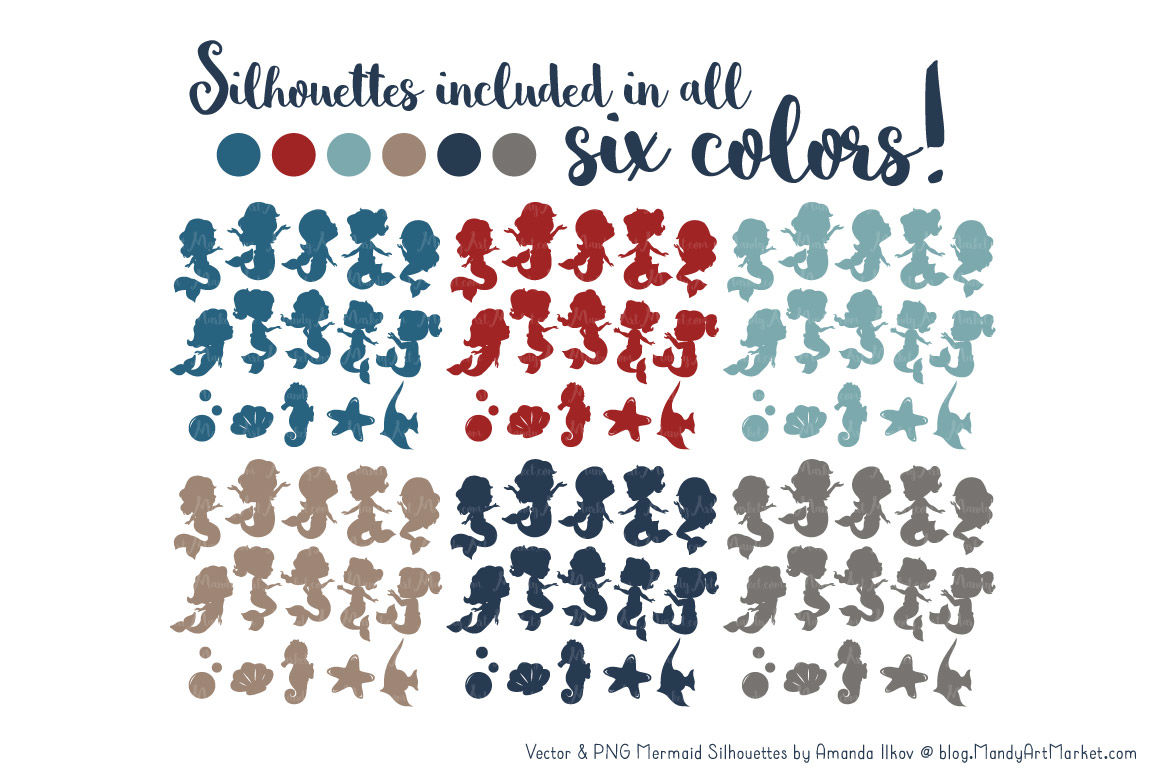 1160x772 Sweet Mermaid Silhouettes Vector Clipart In Americana