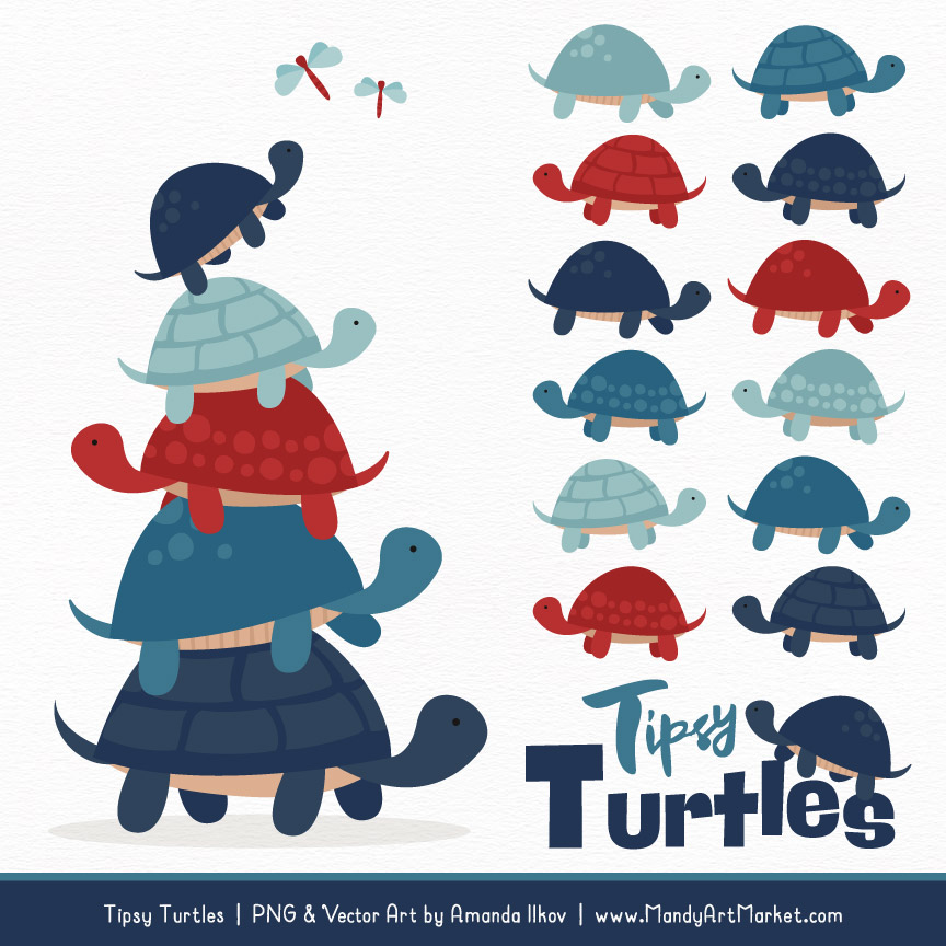 864x864 Americana Turtle Stack Clipart Vectors
