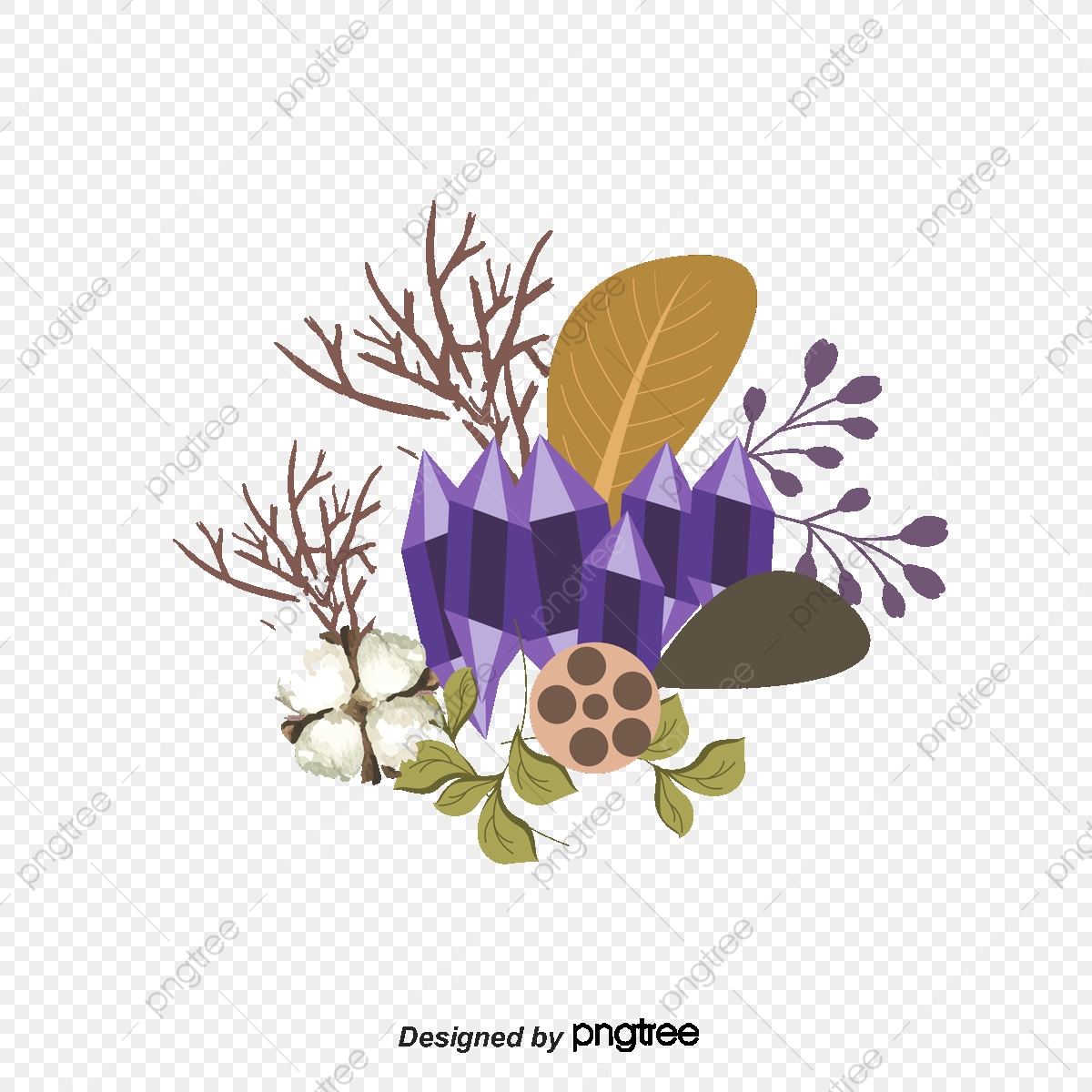 1200x1200 Amethyst Watercolor Floral Decoration Feather, Watercolor