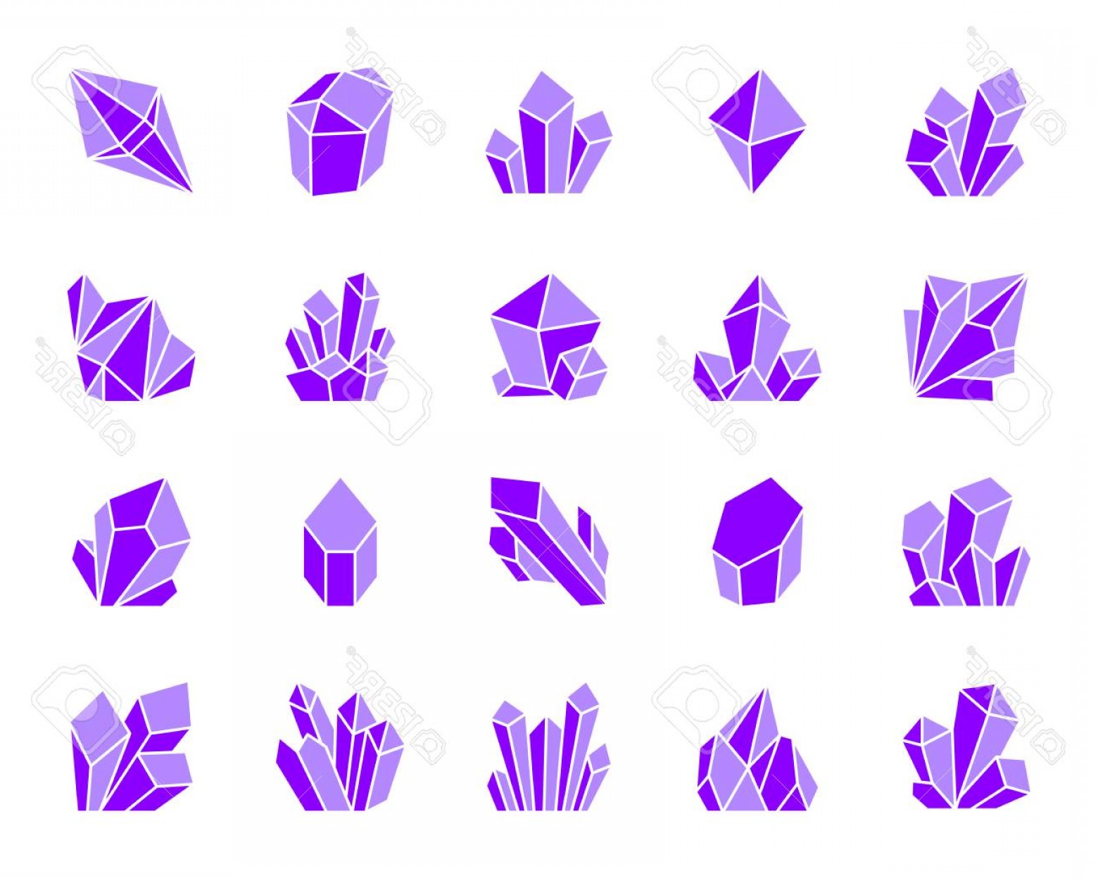 1560x1248 Photostock Vector Crystal Silhouette Icons Set Isolated Sign Kit