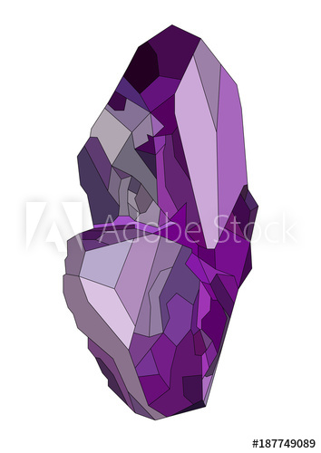 354x500 Purple Amethyst Gem Stone Isolated On White Background Vector