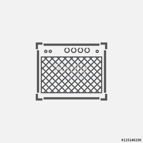 500x500 Guitar Amplifier Line Icon, Outline Vector Logo Illustration