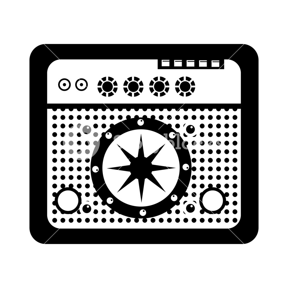 1000x1000 Amplifier Isolated Icon Black And White Vector Illustration