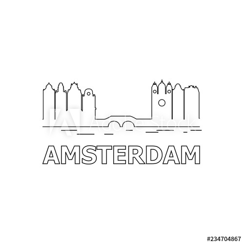 500x500 Amsterdam Skyline And Landmarks Silhouette Black Vector Icon