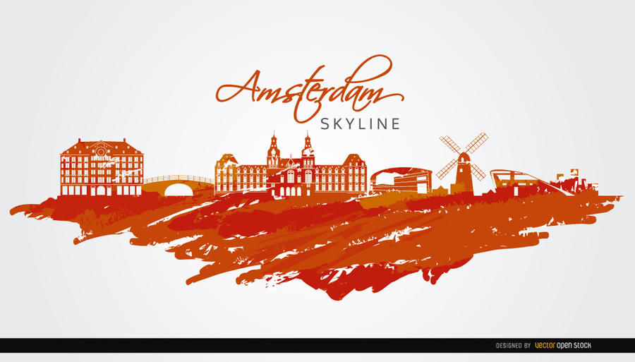 900x513 Amsterdam Skyline Painted Orange