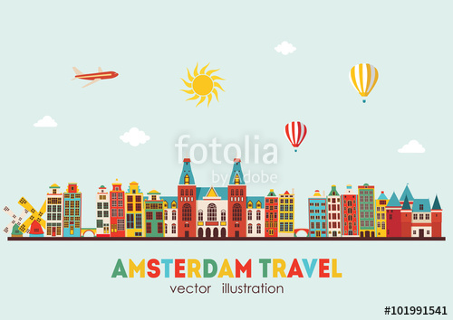 500x354 Amsterdam Skyline Vector Illustration Stock Image And Royalty