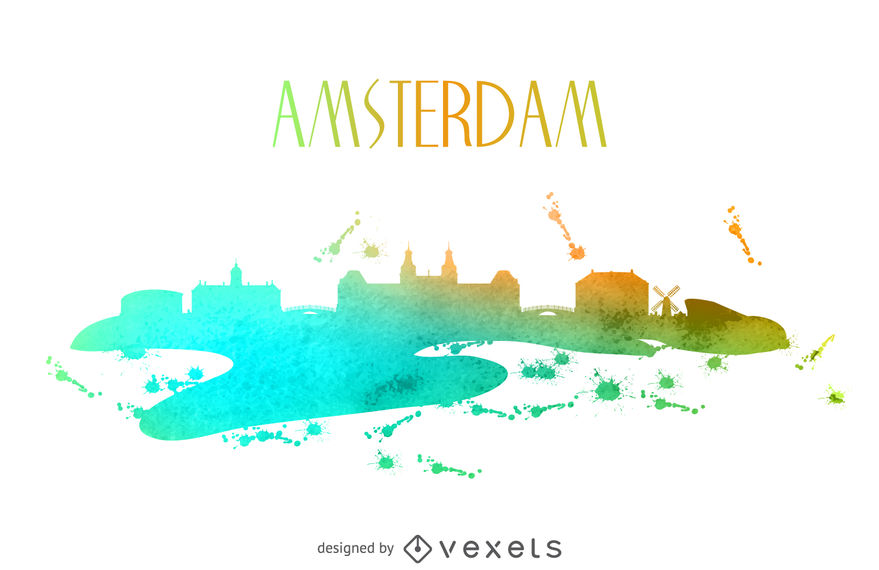 879x570 Amsterdam Watercolor Skyline