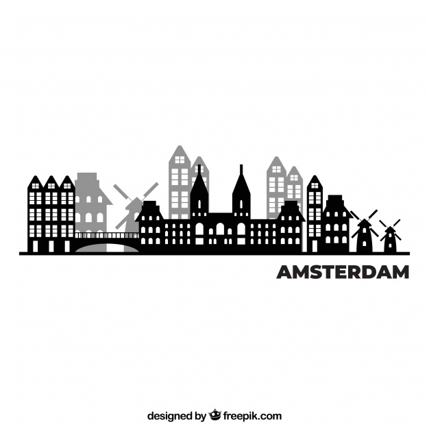 626x626 Black And White Skyline Design Of Amsterdam Vector Free Download