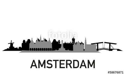 500x300 City Stadt Skyline Horizont Silhouette Amsterdam Stock