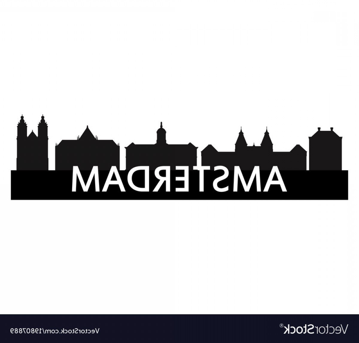 1200x1146 Skyline Amsterdam On White Background Royalty Free Vector