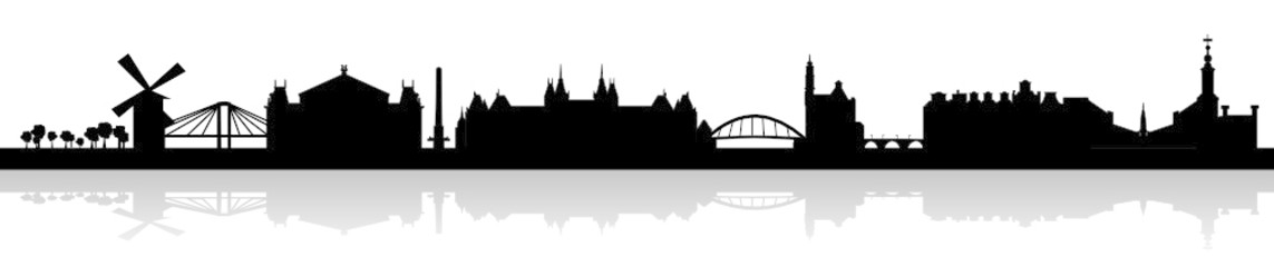 1143x240 Amsterdam Skyline Silhouette