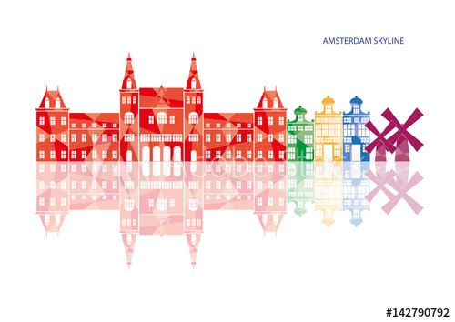 500x354 Amsterdam Skyline Vector Illustration