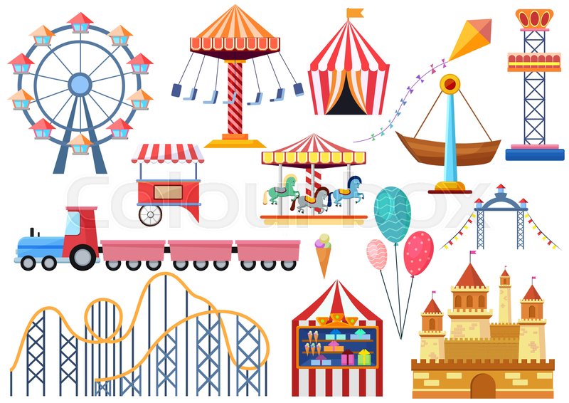 800x566 Amusement Park Vector Entertainment Stock Vector Colourbox